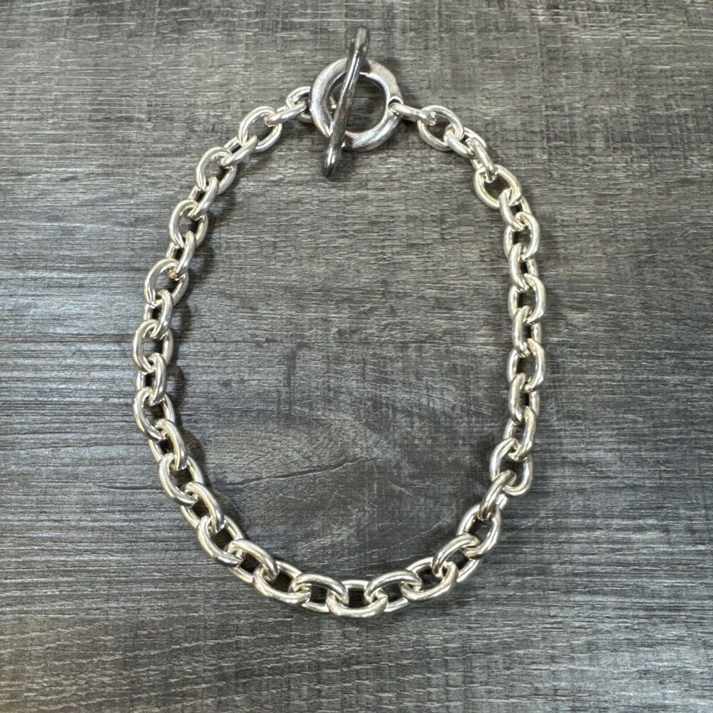 Vtg 80s Robert Lee Morris 925 Sterling Silver 17.5" Heavy Toggle Chain Necklace